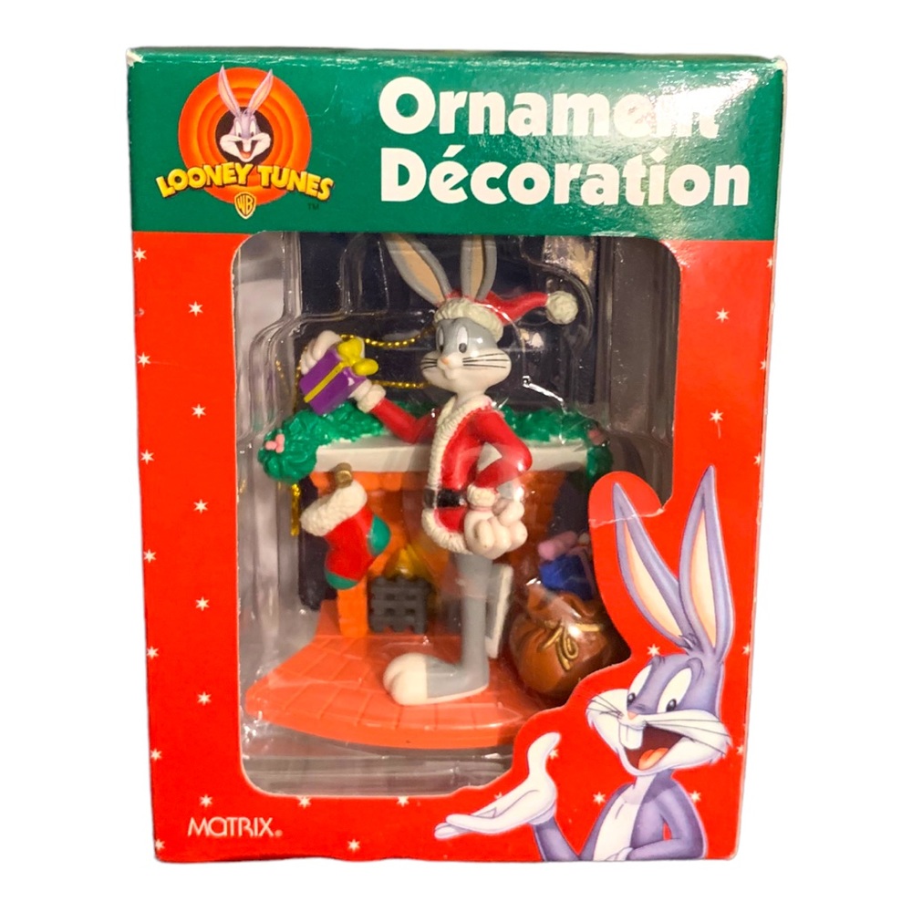 NWT VTG 1998 Bugs Bunny Fireplace Stocking Santa Christmas Ornament Looney Tunes